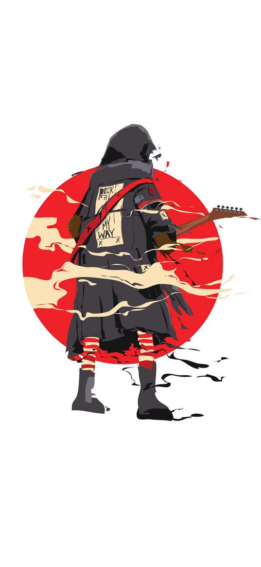 anime, al art, illustration, man, guitar