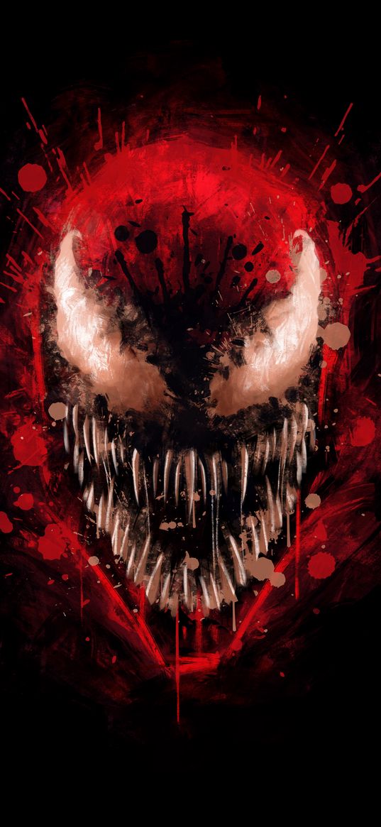 venom, monster, paint, spots, red, black, art