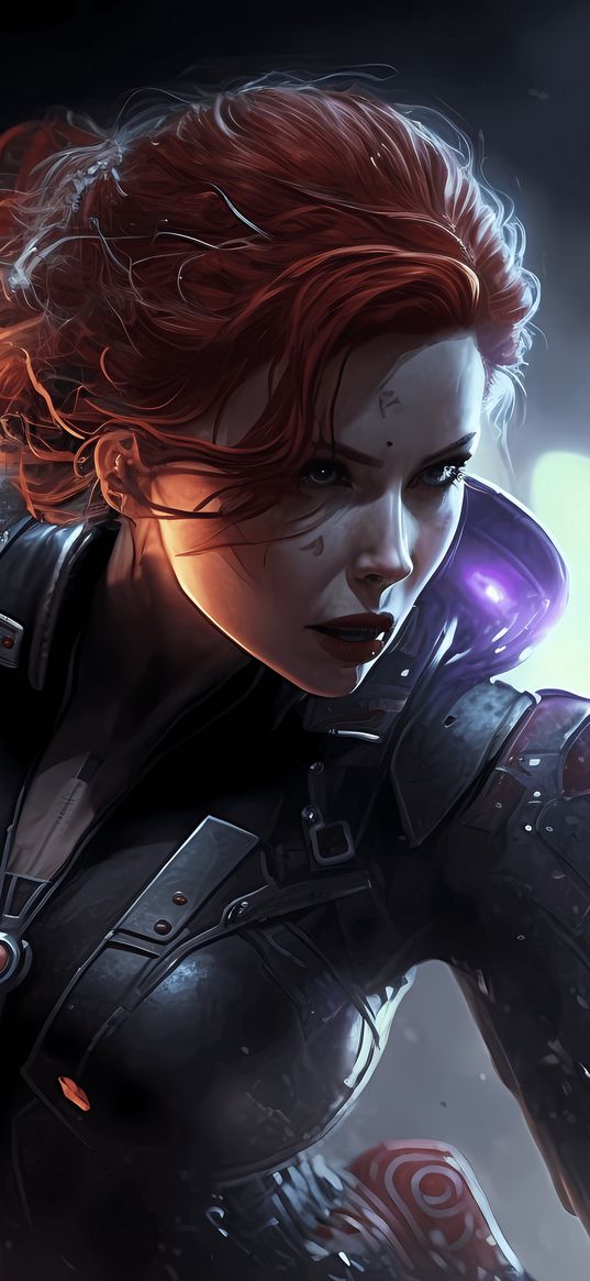 black widow, futuristic, sci-fi, digital art