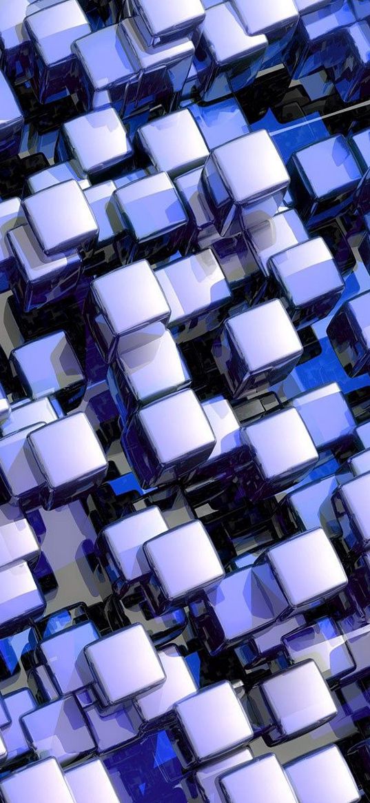 cubes, purple, glass, set, space