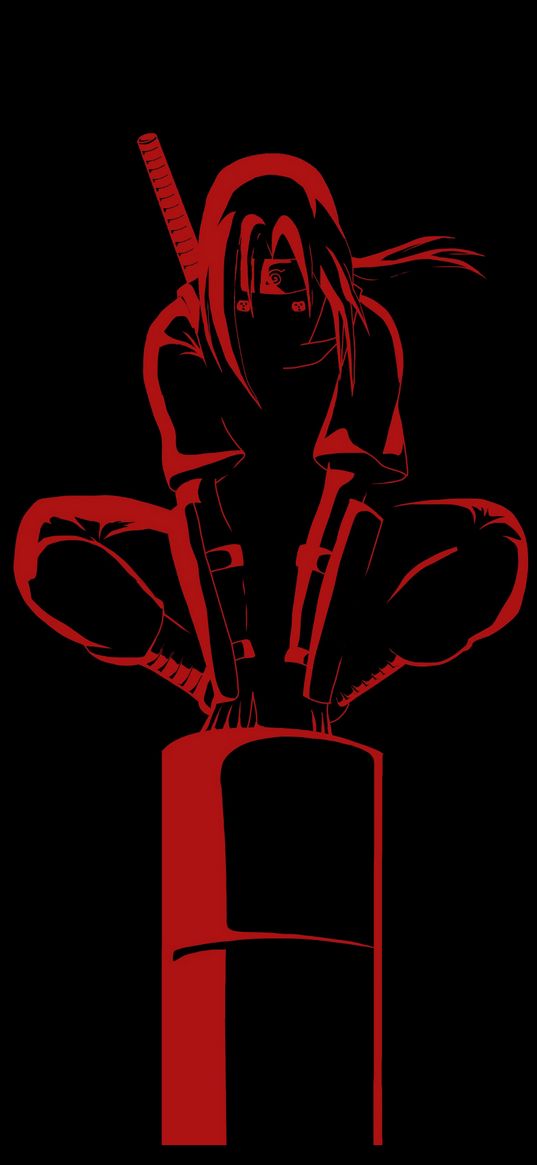 itachi uchiha, naruto, anime, sharingan, silhouette, red, art