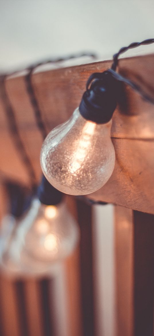 light bulbs, blur, wooden