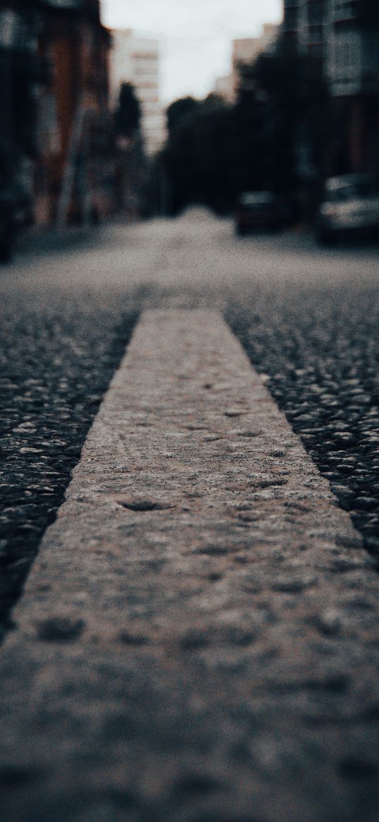 road, markings, stones, city, street, cars, dark