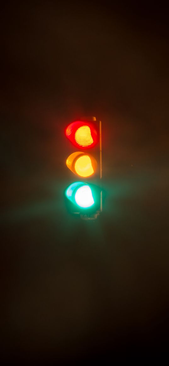 traffic light, lights, night, glow