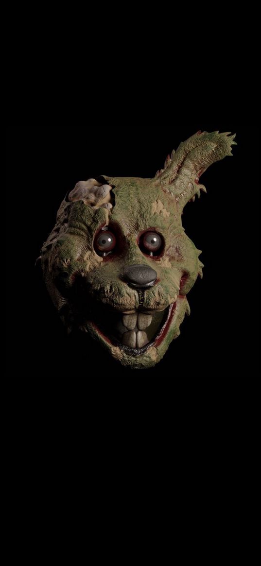 springtrap, fnaf, game, rabbit, scary, black background