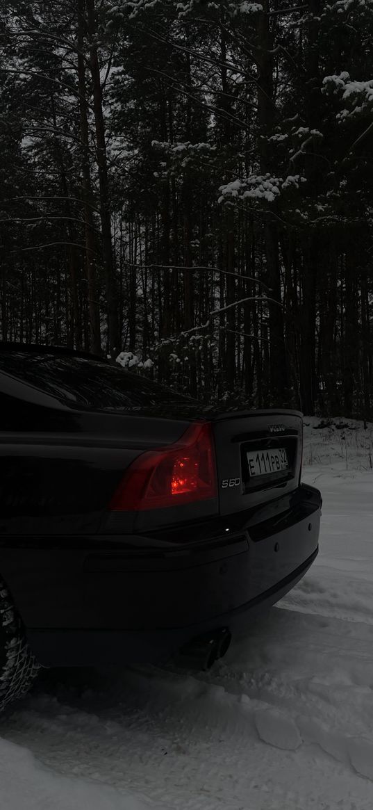 car, volvo, winter, black