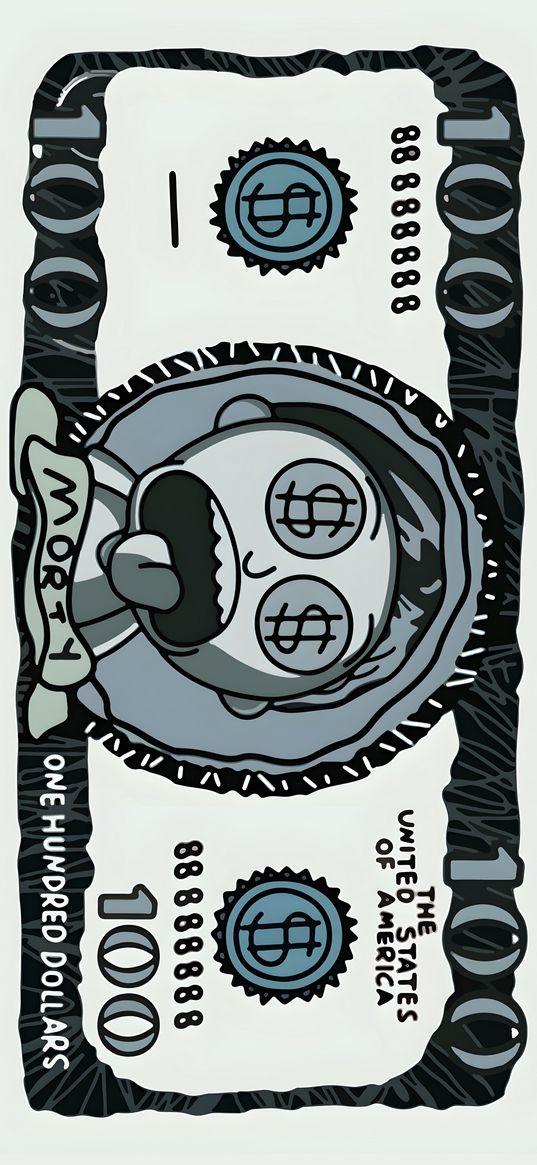 rick and morty, character, boy, cartoon, dollar, bill