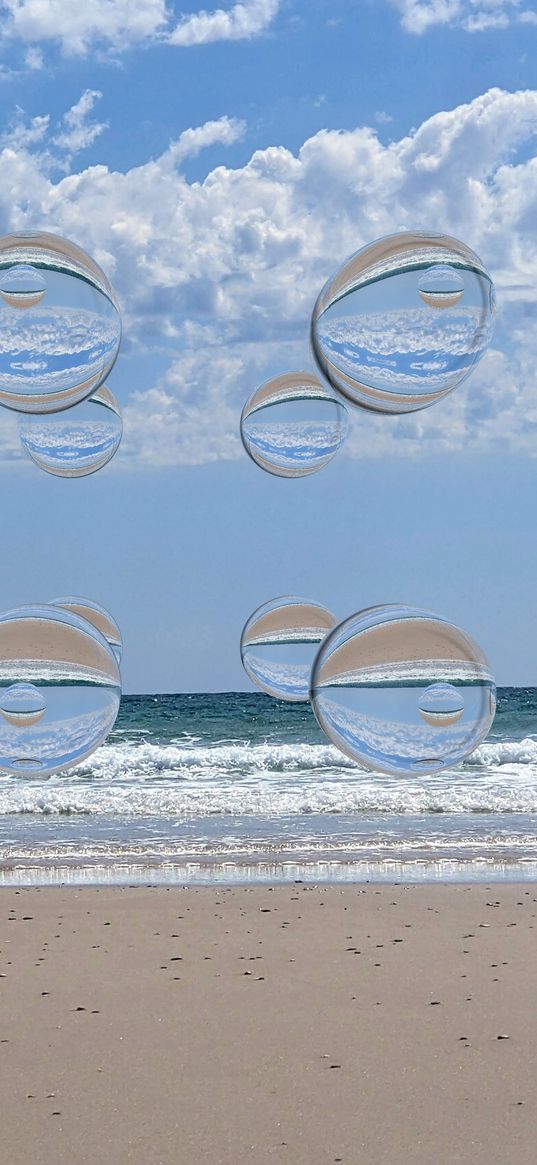 beach, sphere, water, sea, sand