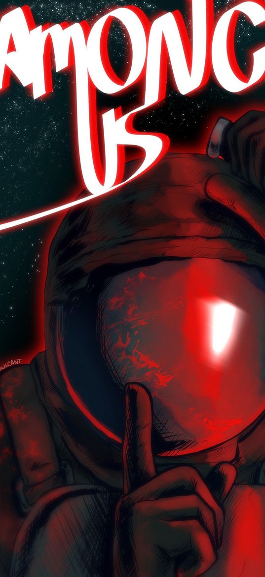 among us, game, astronaut, knife, space, red, poster, art