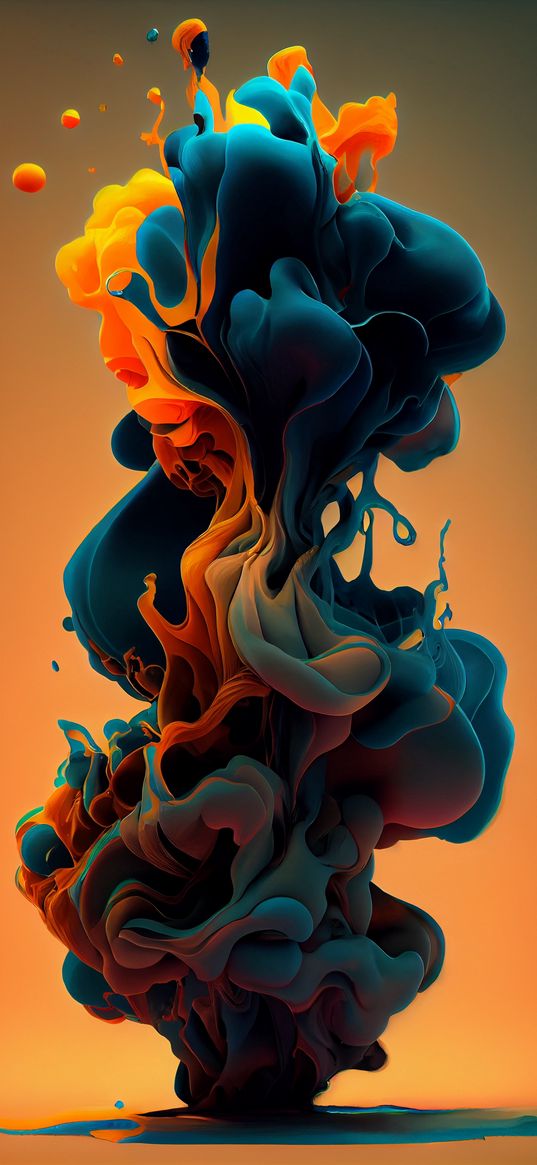 smoke, blue, orange, abstraction, ai, art