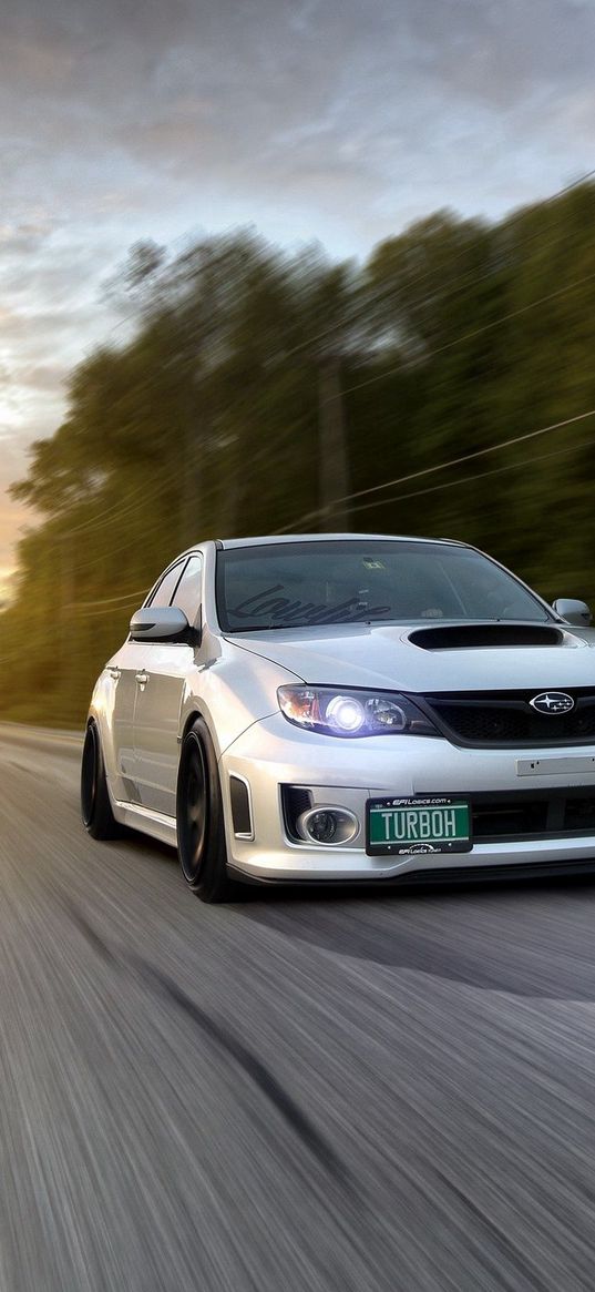 subaru impreza wrx, traffic, auto, road