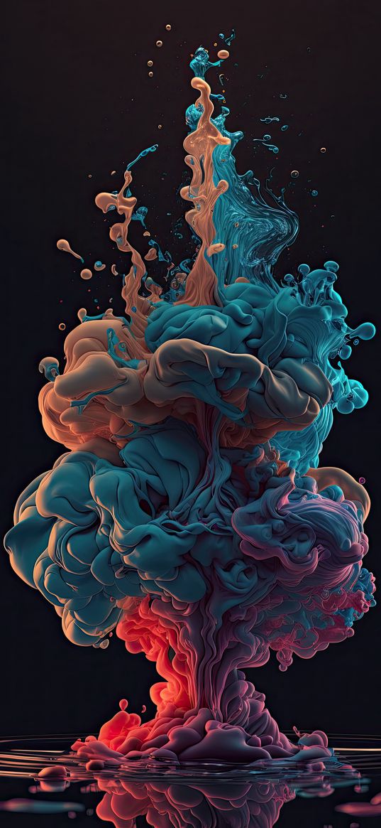 smoke, paint, drops, blue, pink, ai, art