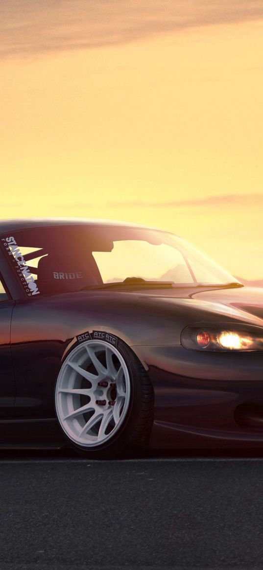 mazda, tuning, car, mazda mx 5, stance, sunset