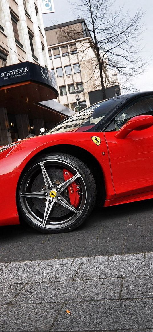 red, parking, ferrari 458 italia, ferrari, street