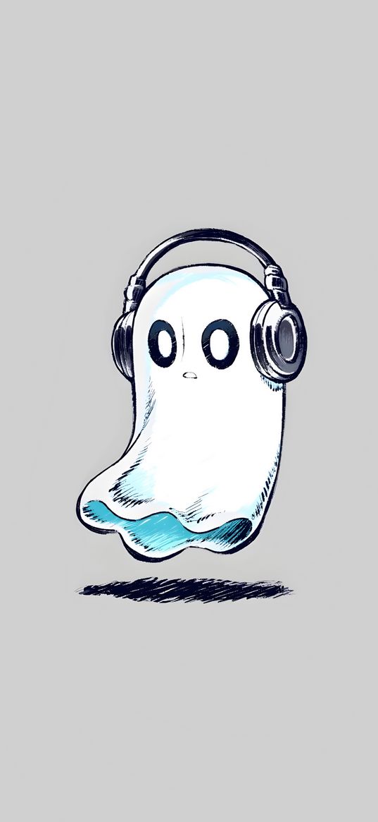 ghost, headphones, hovering, music, art