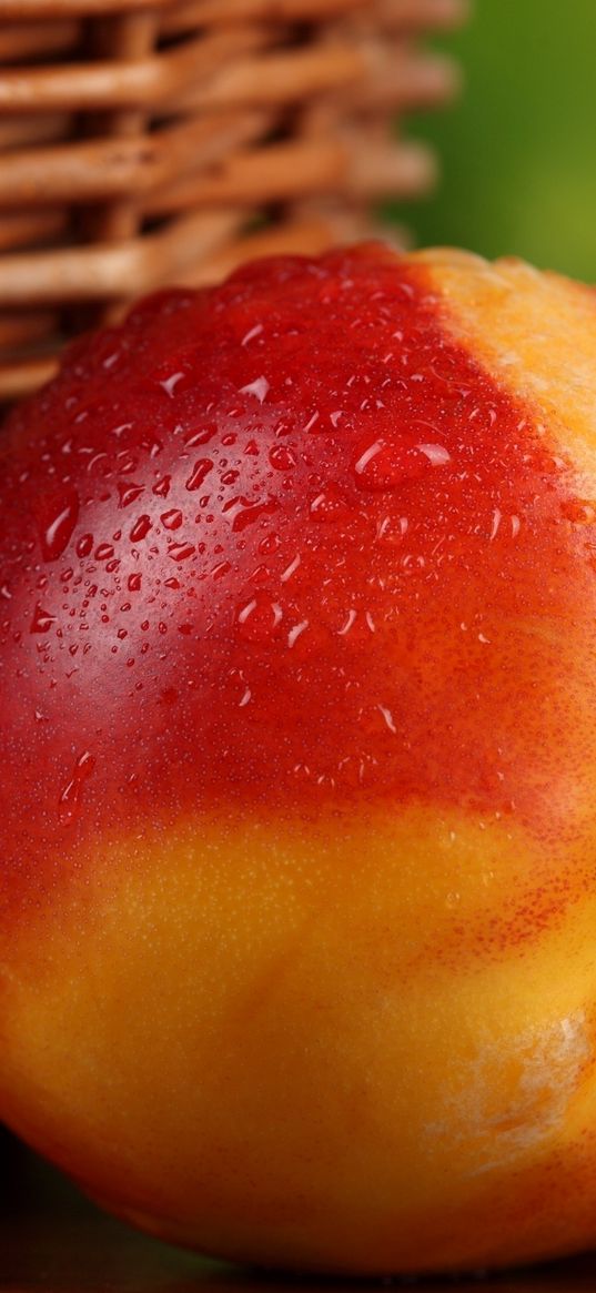 macro, drops, fruit, nectarine