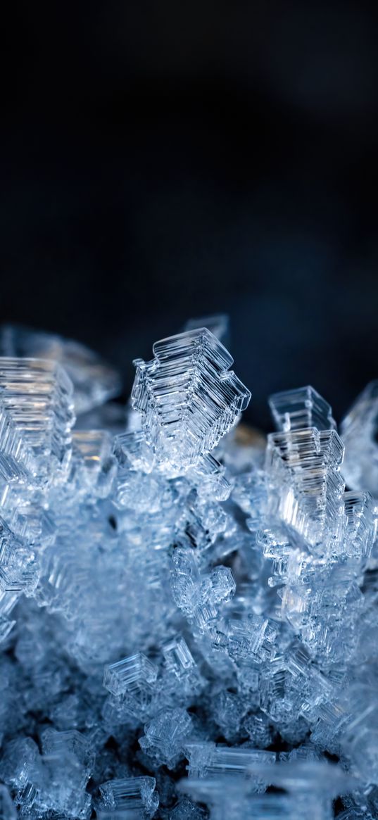 snow, ice, crystals, macro, blue