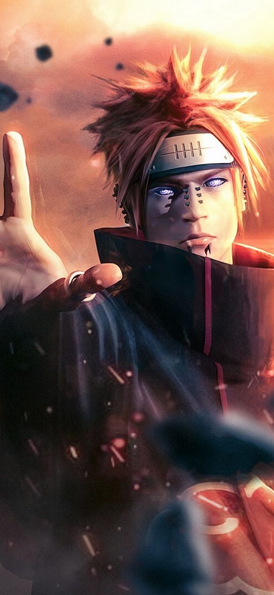 pain, nagato, naruto, anime, character, guy, piercing, art