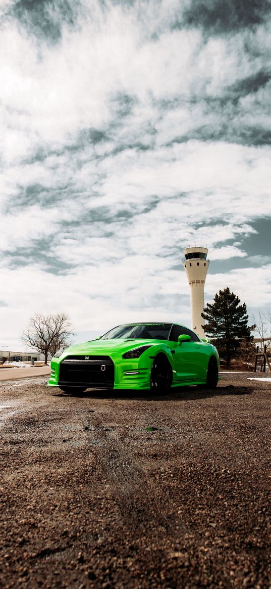 nissan gtr, nissan, car, sports car, green