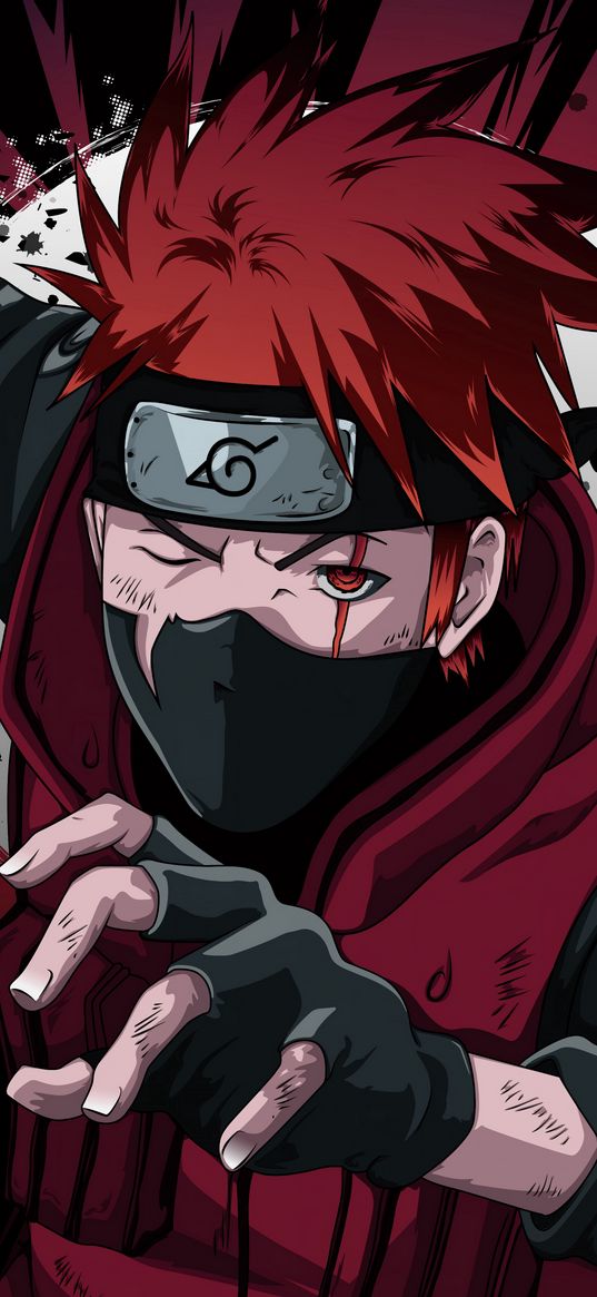 kakashi hatake, naruto, anime, character, redhead, sharingan, art