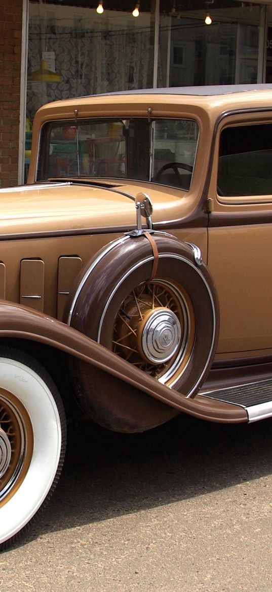 buick, 1932, brown, vintage, car, whitewall, street