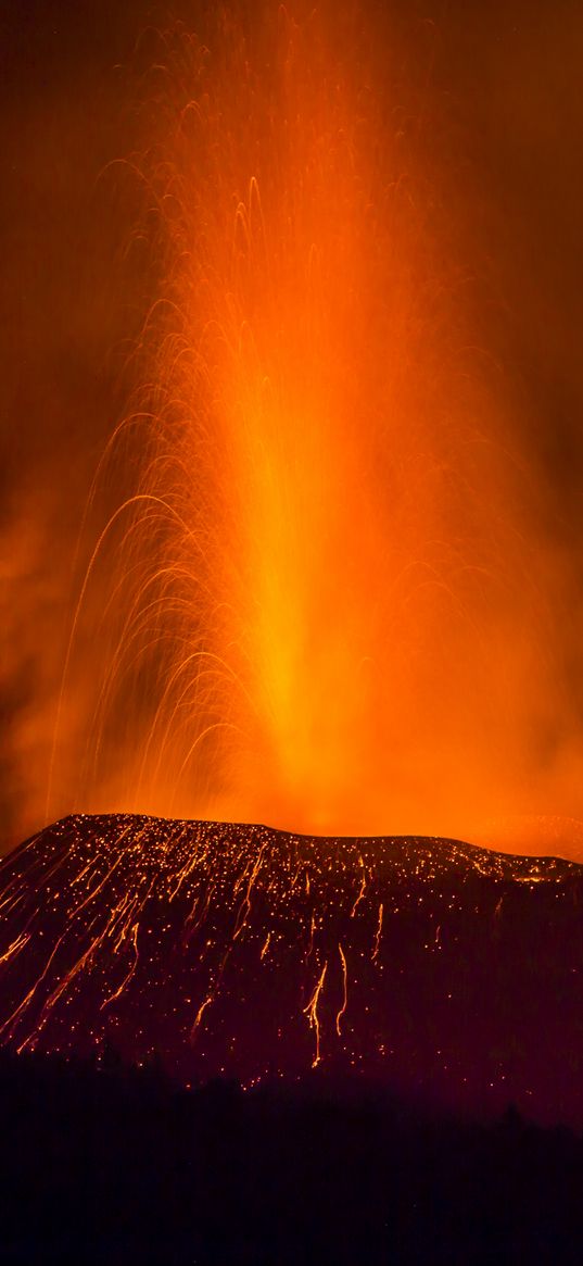 volcano, eruption, lava, splashes