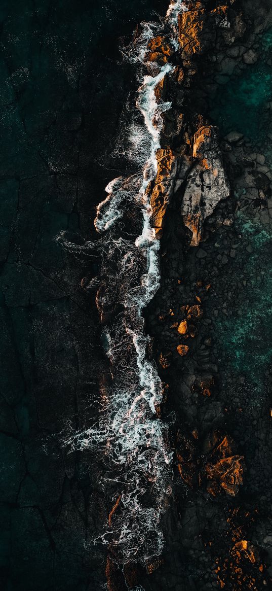 sea, waves, coast, mountains, stones, nature