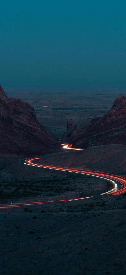 road, timelapse, savannah, valley, mountain, horizon, night sky