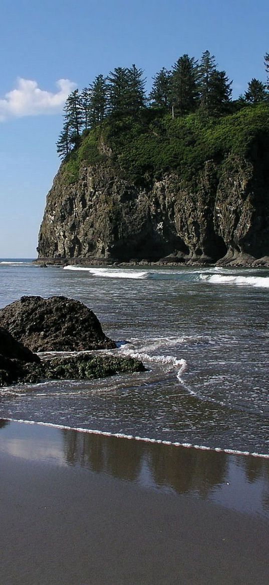 sea, block, stone, beach, sand