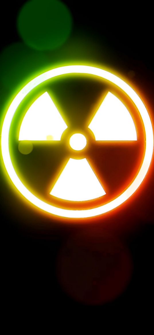 radiation, neon, glare, dark background