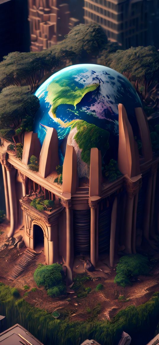 planet, earth, temple, building, city, fantasy, ai, art