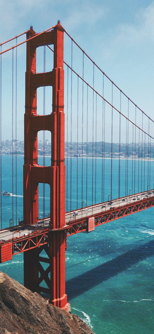 golden gate, san francisco, bridge, river, city, sky