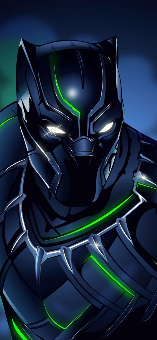 black panther, superhero, marvel, black, green, art