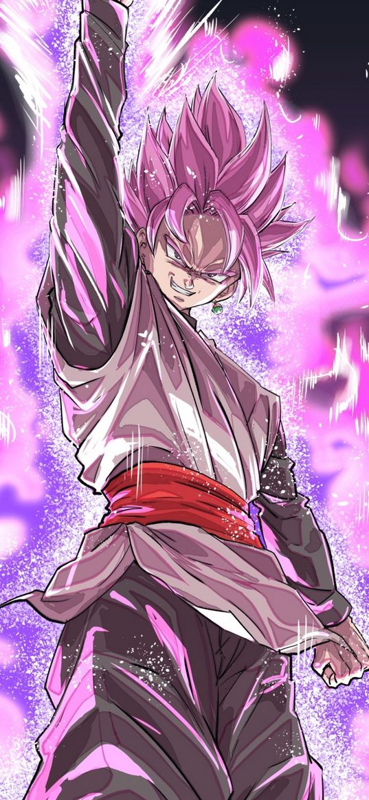 goku, dragon ball, anime, guy, warrior, superpower, pink, art