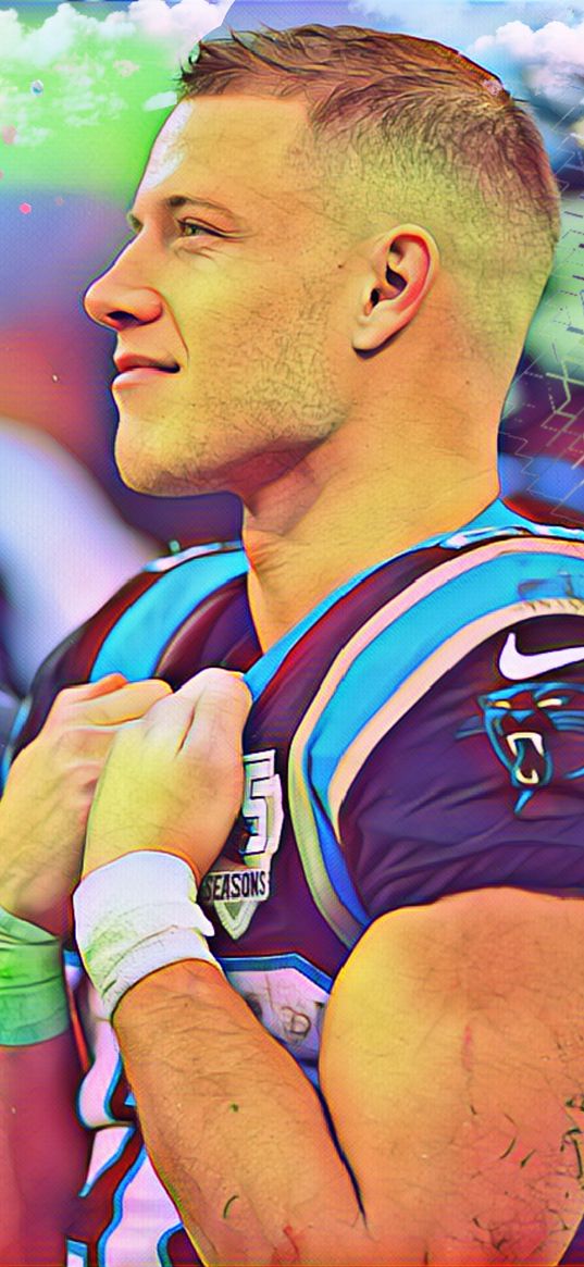 christian mccaffrey, carolina panthers, american football player, art