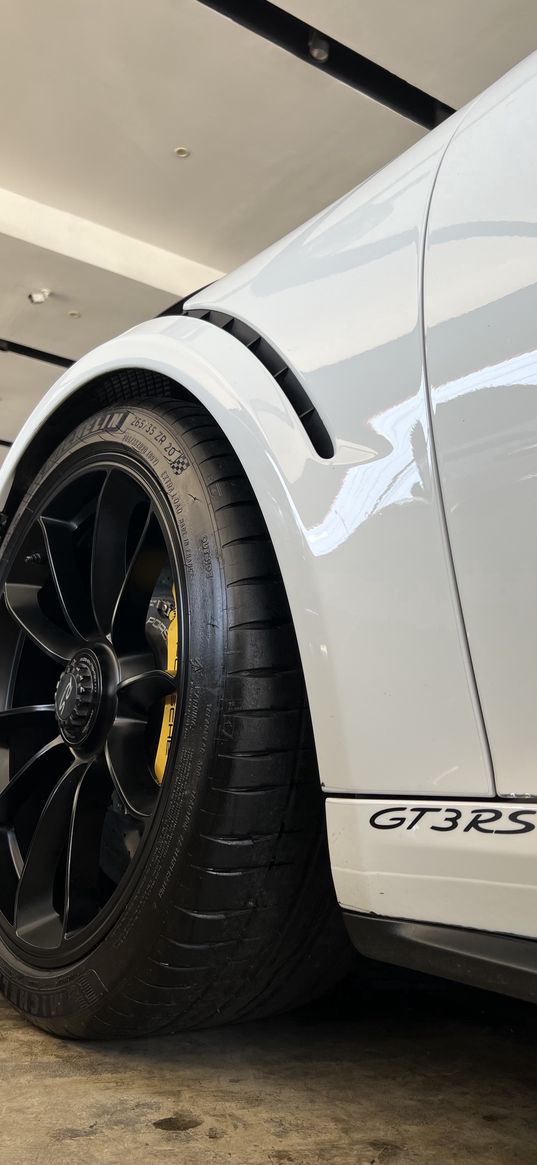 porsche, rs, gt3, car, wheel, white