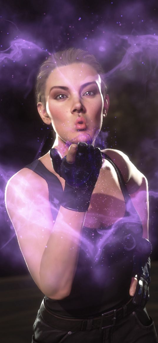 sonya blade, mortal kombat, game, girl, soldier, heart, air kiss, art