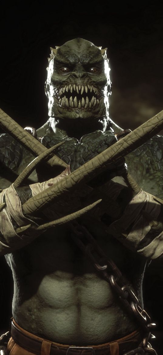 baraka, mortal kombat, game, character, lizard, spikes, chain, monster, art