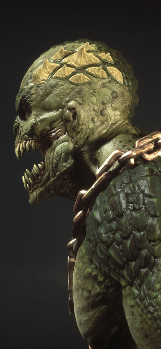 baraka, mortal kombat, game, character, lizard, spikes, teeth, chain, art