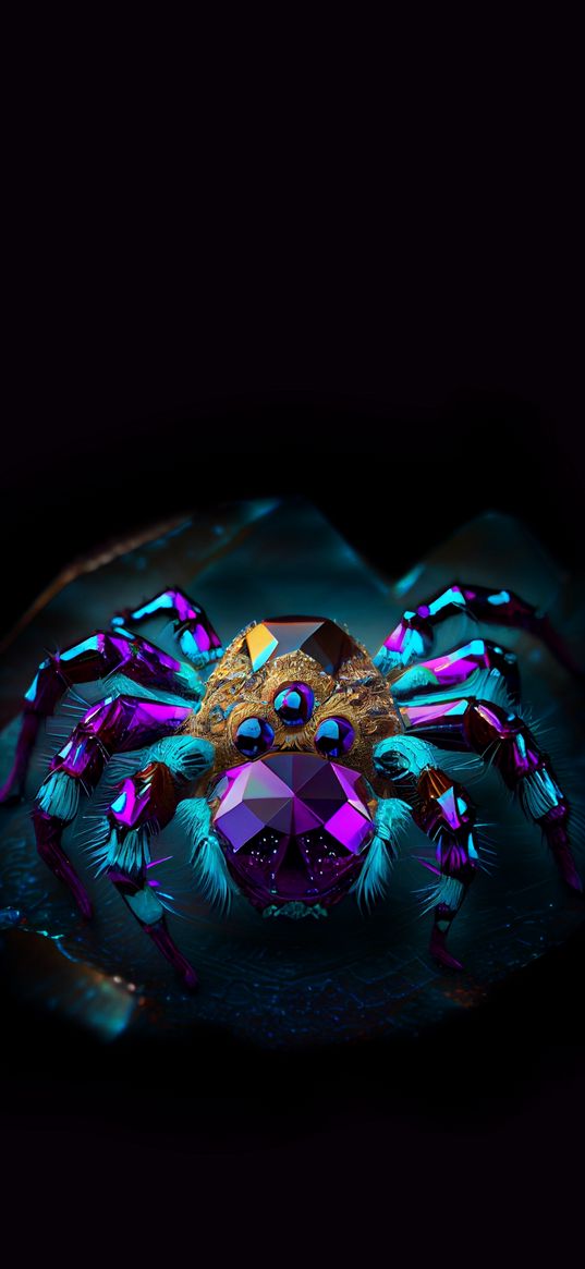 spider, diamond, glare, eyes, jewels