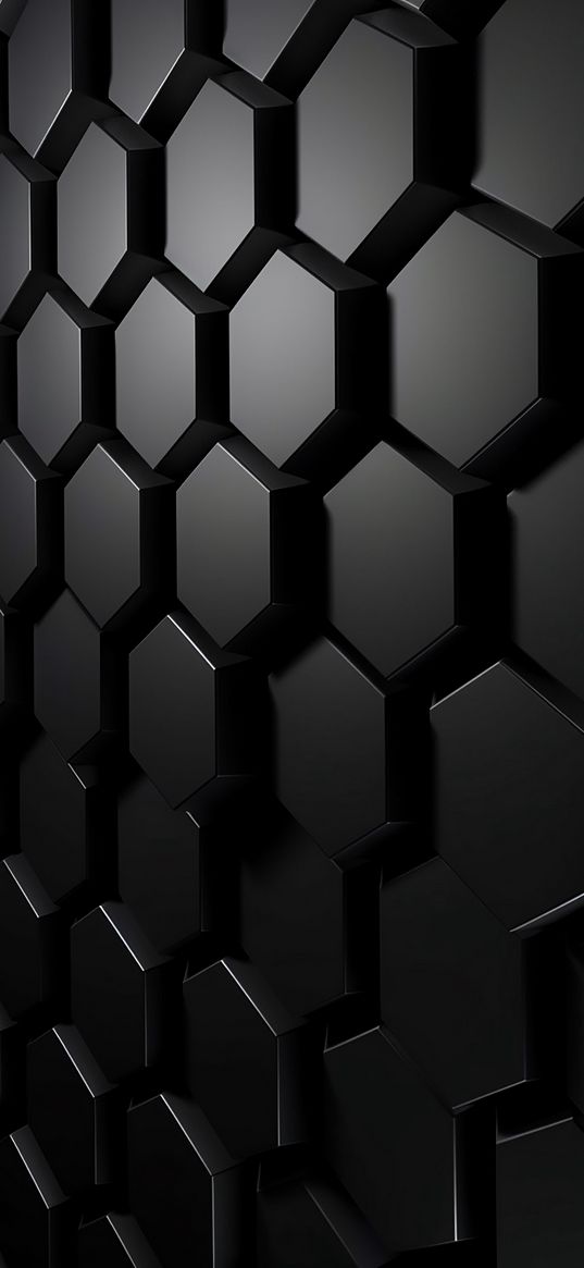 hexagons, honeycombs, relief, volume, black