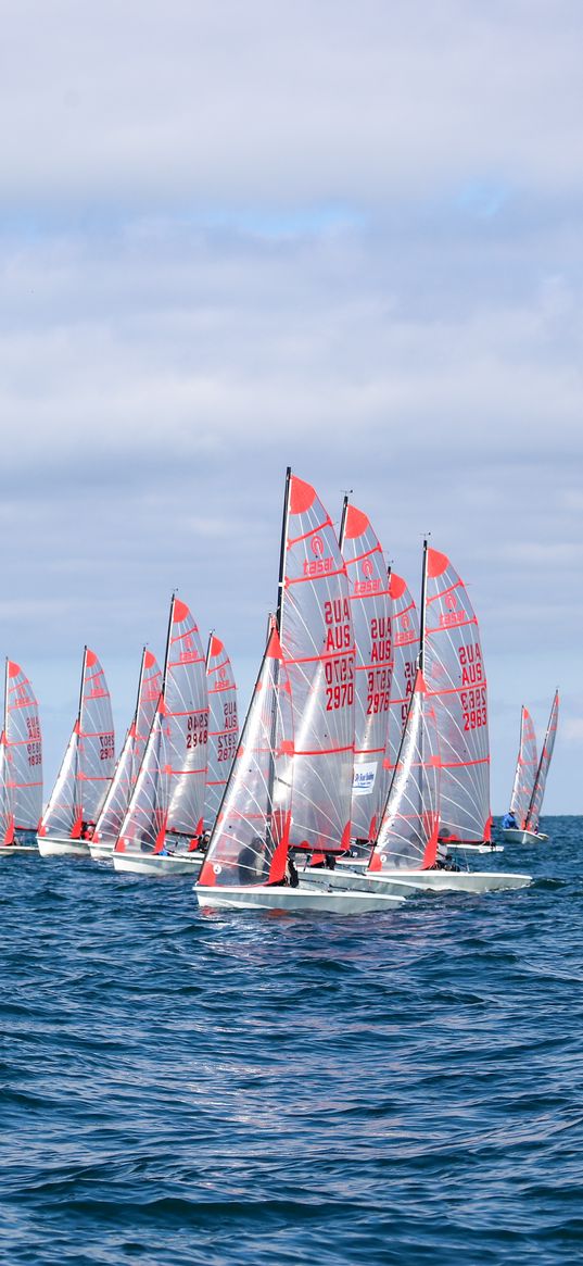 boats, sails, sea, waves