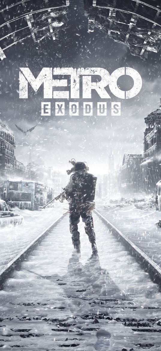 metro exodus, game, soldier, military, weapons, railroad, city, snow, winter, post-apocalypse, poster, art