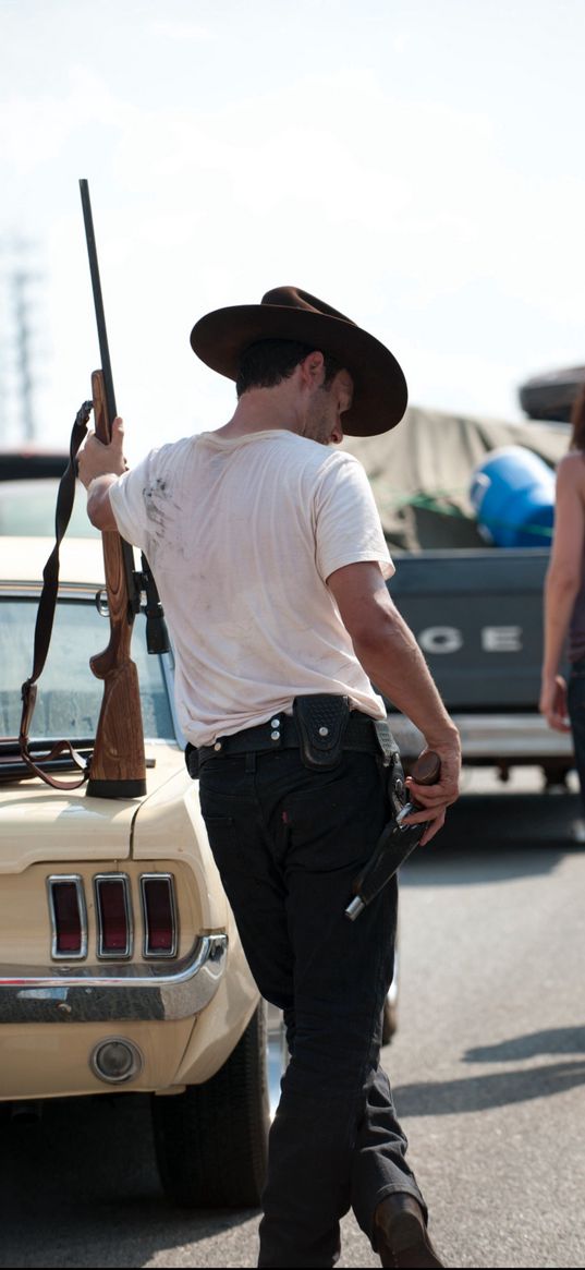 rick grimes, the walking dead, tv series, comics, guns, hat