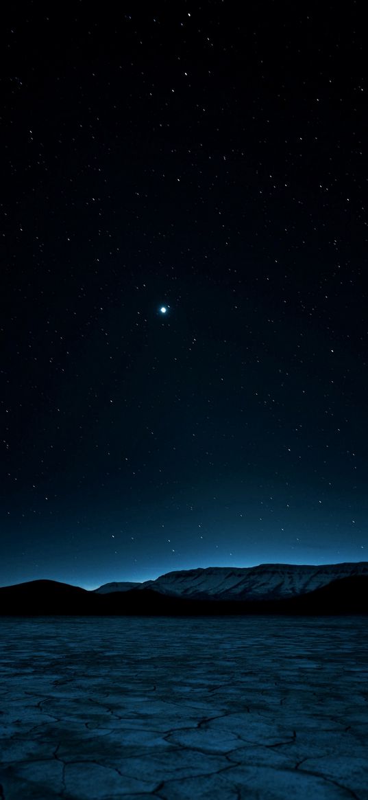 desert, horizon, mount, sunrise, starry sky, night