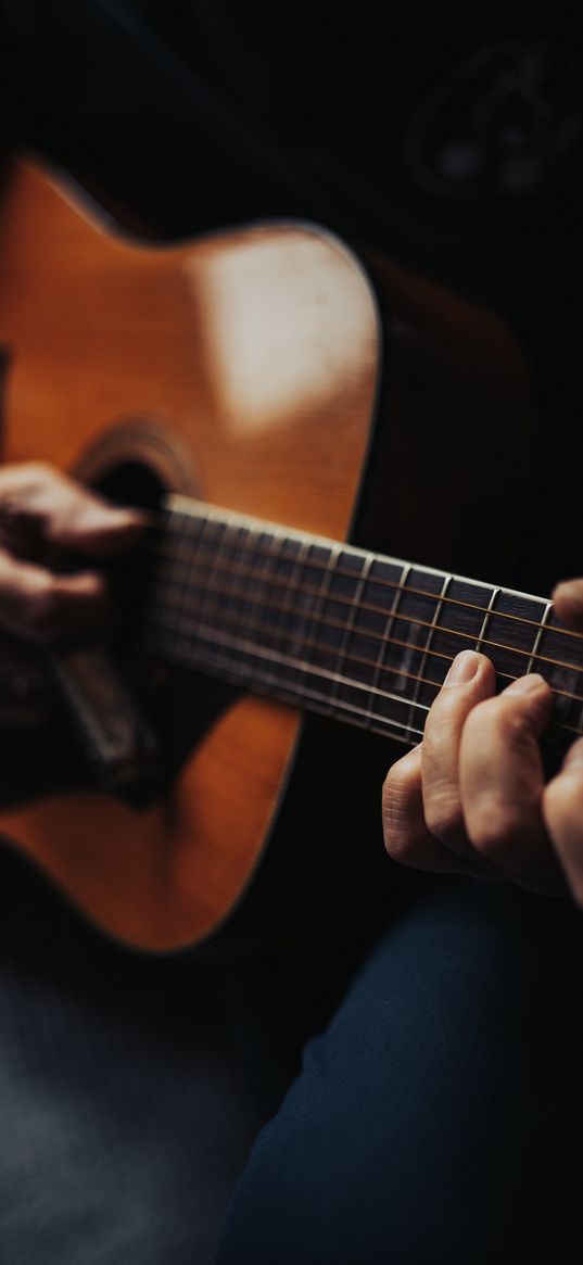 guitar, strings, fretboard, macro, music, hands