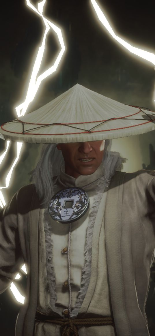 raiden, mortal kombat, game, character, lightning, hat