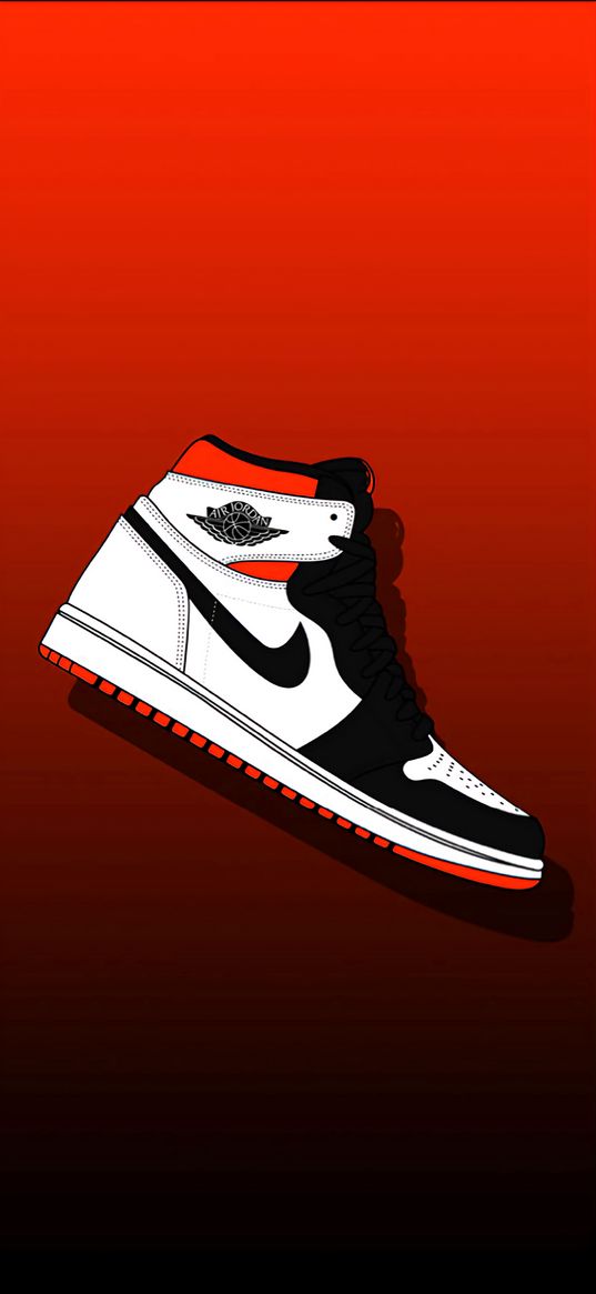 nike, air jordan, sneakers, red, black, white, art