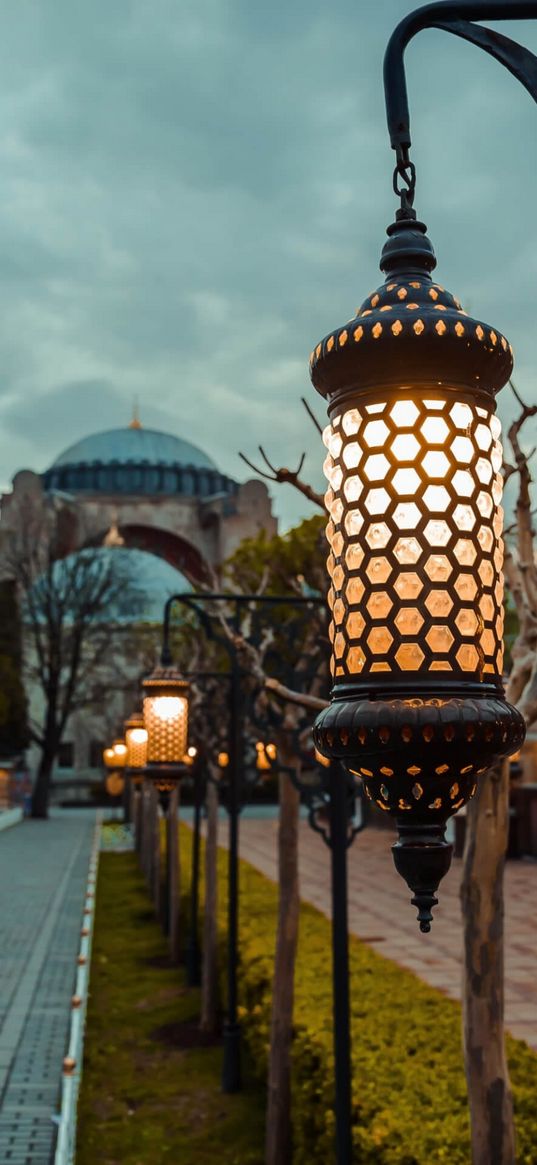 mosque, agia sofia, islam, istanbul, light, lamp, decorative