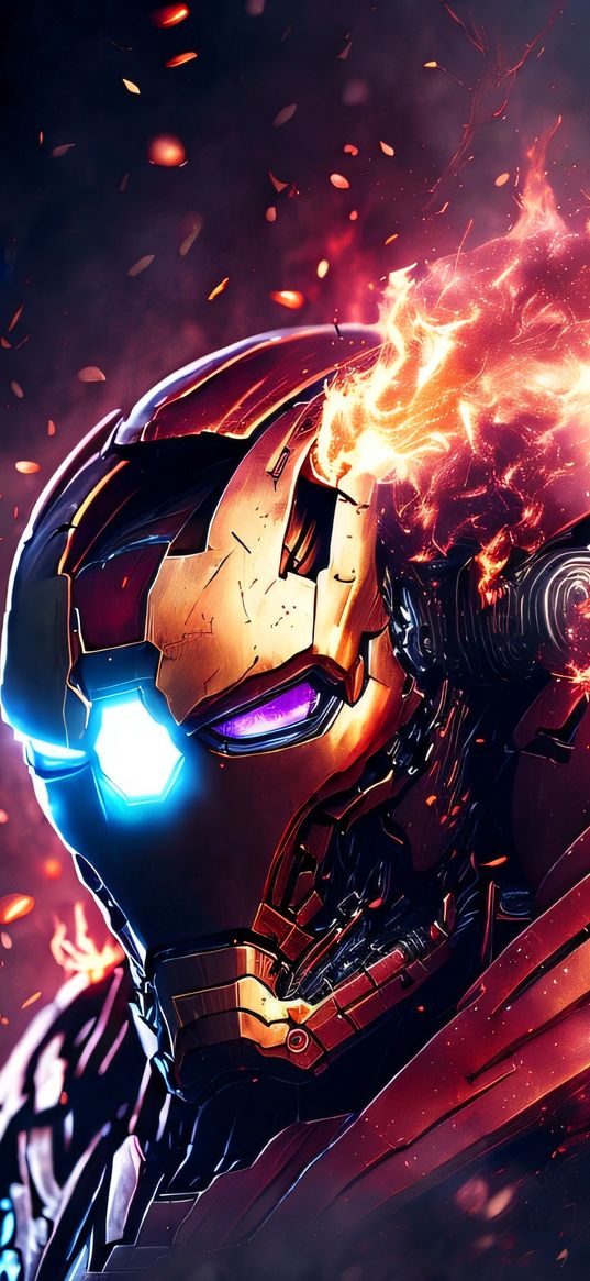 angry, face, iron man